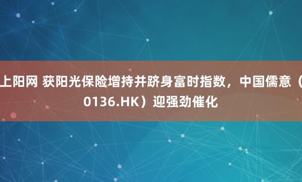 上阳网 获阳光保险增持并跻身富时指数，中国儒意（0136.HK）迎强劲催化