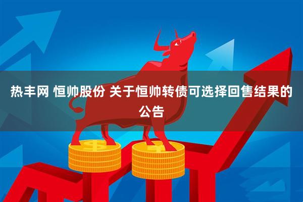 热丰网 恒帅股份 关于恒帅转债可选择回售结果的公告